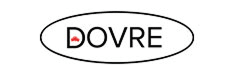 Logo de la marque Dovre : texte noir 'DOVRE' dans un ovale blanc, avec un symbole rouge stylisé de maison/flamme au-dessus du 'D'.